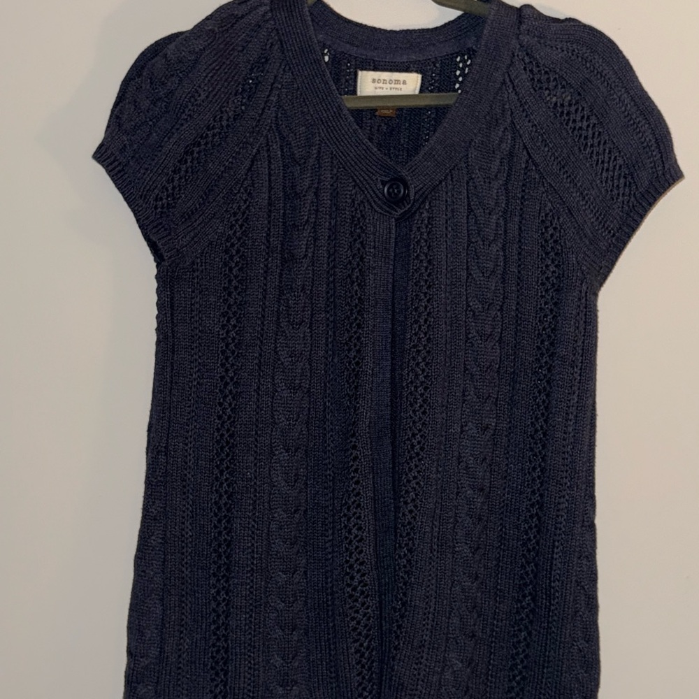 Sonoma Women's Dark Blue Cable Knit Blouse